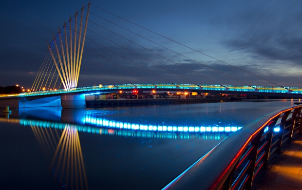 City Night Bridge Lights The Promenade (click to view)