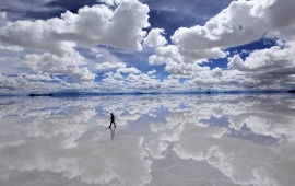 Clouds Reflection On Salt Lake