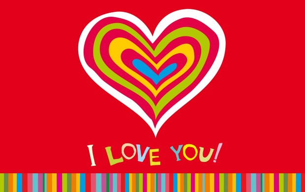 Colorful Hearts I Love You Romantic