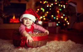 Cute Baby Wearing Christmas Cap