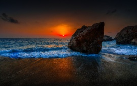 Dawn Sea Beach Rocks