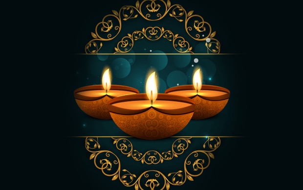 Diwali Three Clay Lamps