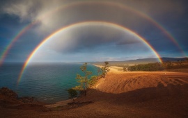 Double Rainbow Over The Beach
