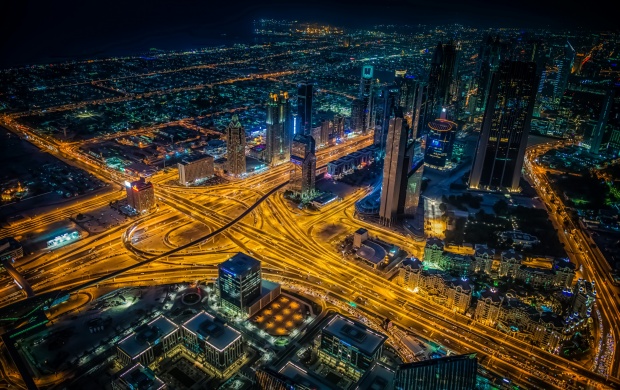 Dubai Metropolis Panorama Night Lights (click to view)