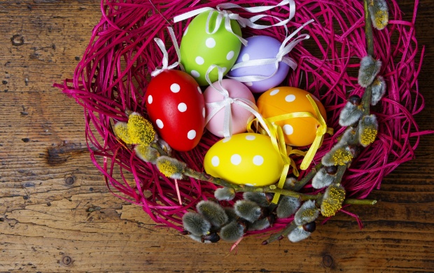 Easter Eggs In Pink Nest