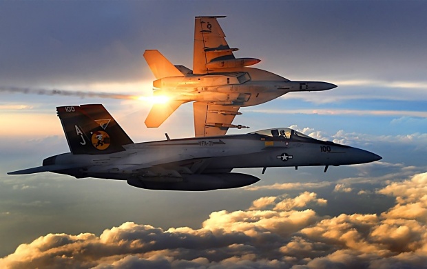 FA-18 Super Hornets Flying Over Afghanistan