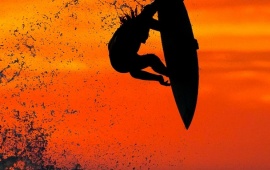 Fantastic Surfing At Sunset