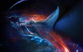 Fantasy Space Ship Sea Water