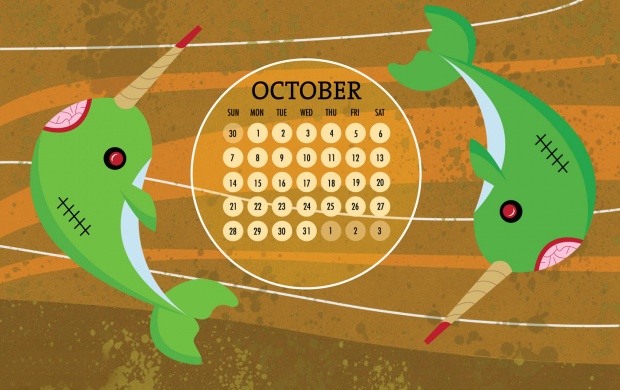 Fish With October 2012 Calendar