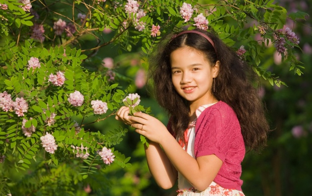 Flower Branch Touching Girl (click to view)