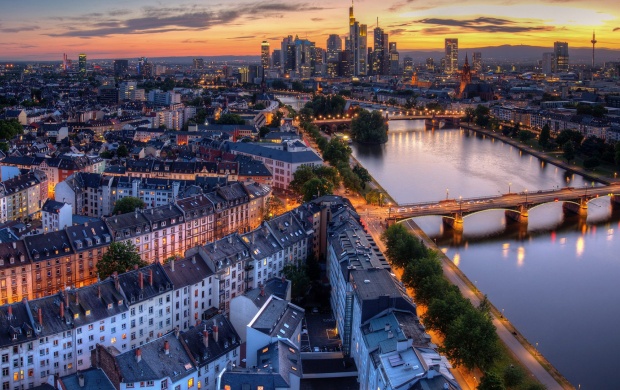 Germany City Evening Lights River Bridge (click to view)