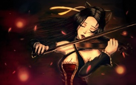 Girl PlayingTthe Violin With Closed Eyes
