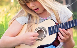 Girl Summer Grass Guitar