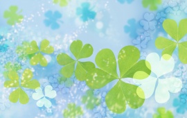 Green Leafs on Blue Background