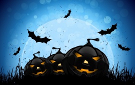Halloween Creepy Pumpkins Bats