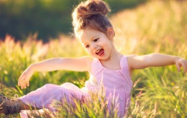 Happy Girl In Meadow