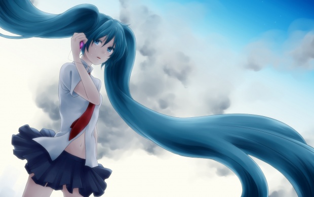 Hatsune Miku With Cell Phone (click to view)