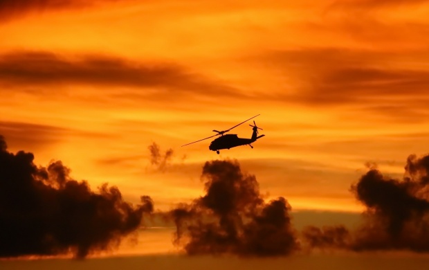 Helicopter Evening Sky