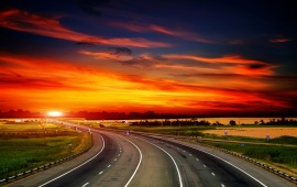 Highway At Sunset