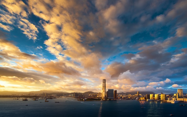Hong Kong Evening Skyscrapers (click to view)