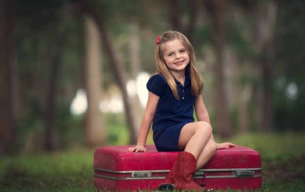 Humor Girl Sitting On Suitcase (click to view)