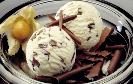 Ice Cream Stracciatella With Physalis