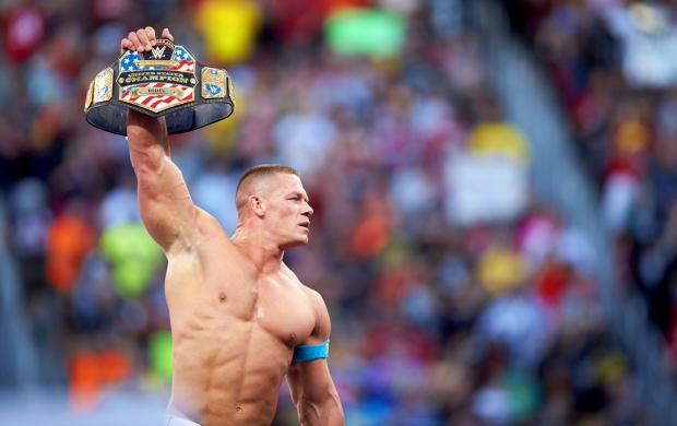 John Cena Victorious In Ring With Belt (click to view)