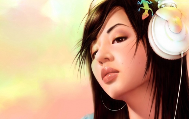 Listening Music Anime Girl (click to view)
