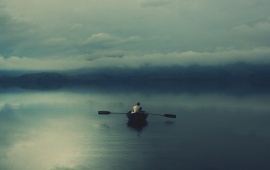 Lonely Boat on the Lake