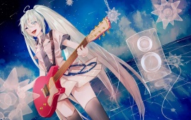 Miku Hatsune With Guitar