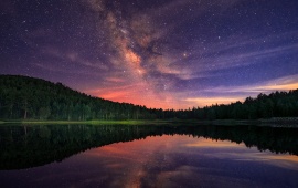 Milky Way Stars Night And Forest Lake