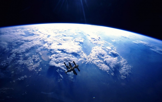 Mir In Orbit High Above The Earth