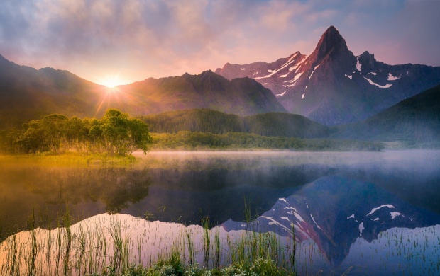 Misty Mountain Lake At Sunset (click to view)