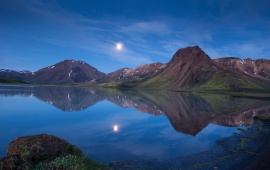 Mountain Lake Evening Moon