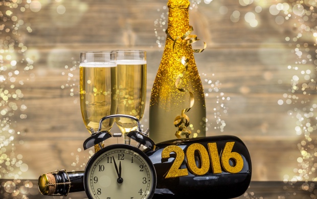 New Year Golden Champagne 2016
