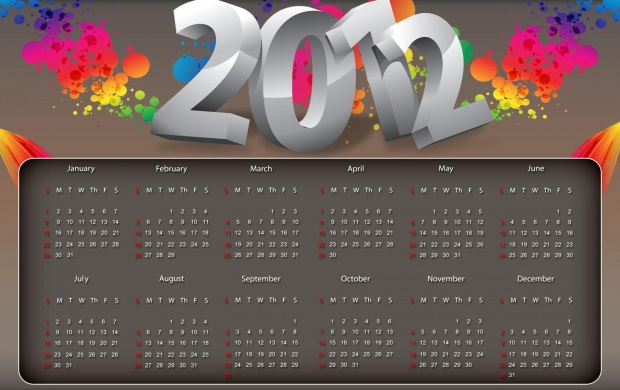 New Year Holidays Calendar 2012
