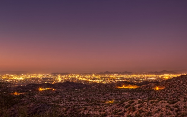 Night Lights Desert Mexico City