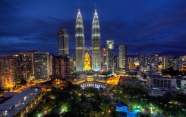 Night Lights Petronas Towers Kuala Lumpur Malaysia