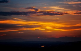 Orange Sky Sunset Lake Mountains Clouds