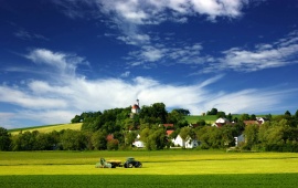 Picturesque Village and Tractor