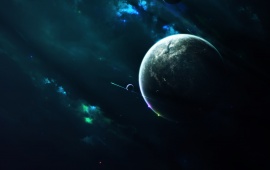Planet Night Moon Stars And Nebula