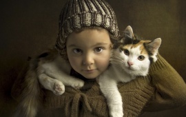 Portrait Girl With Cat