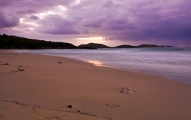 Purple Clouds on Empty Beach