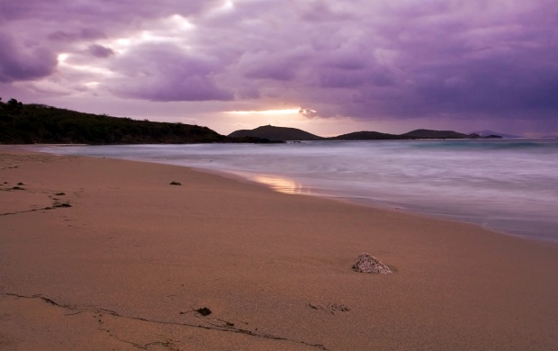 Purple Clouds on Empty Beach (click to view)