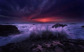 Purple Sunset At Seaside