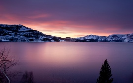 Purple Sunset On A Lake