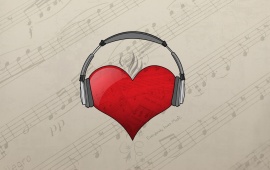 Red Heart With Headphones