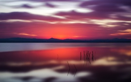 Red Sunset Above the Lake