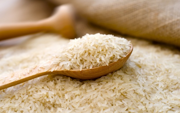 Rice In A Wooden Spoon
