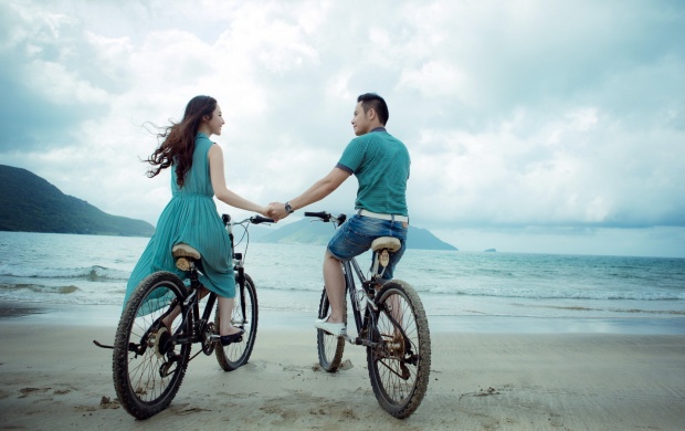 Riding Bicycles On Beach (click to view)